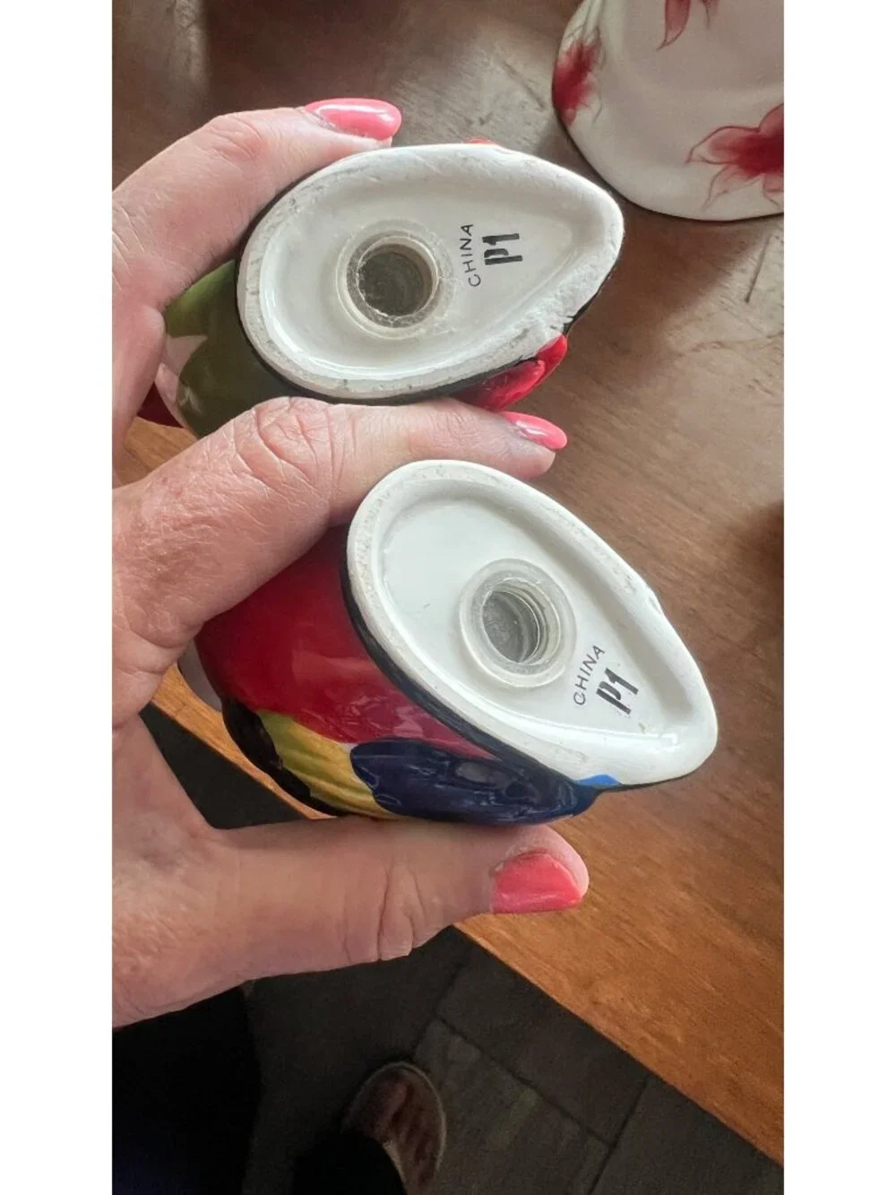 Pier 1 (retired) salt and pepper shakers, colorful parrots